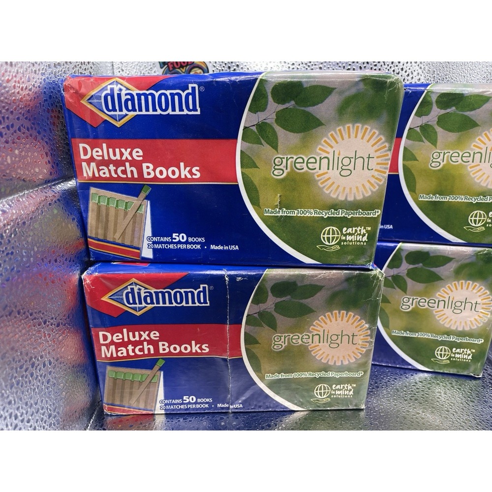 Lot 4 Diamond Deluxe Match Books Greenlight 50-Book Packs 1000 Matches USA - Picture 2 of 6